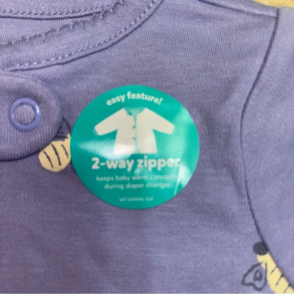 New! Carter's NB Lavender Bee Print Footie Sleeper Baby Girl NB - Picture 5 of 8